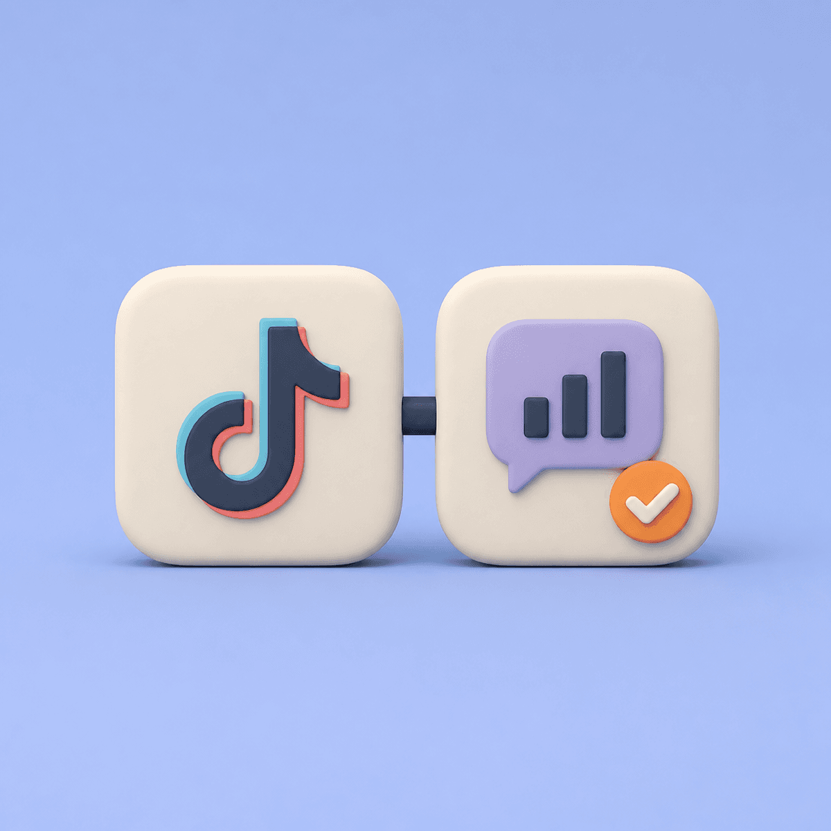 3D illustration connecting a short-form ad, performance dashboard, AI analysis, and approved execution