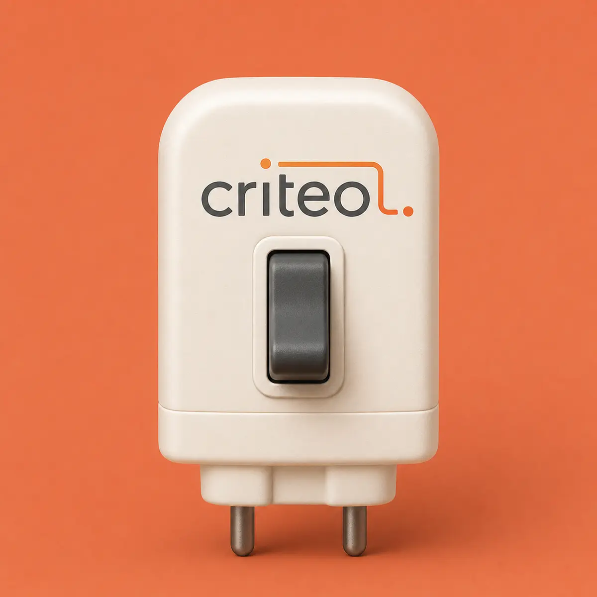 Criteo 로고가 들어간 3D 어댑터와 토글 스위치로 Criteo 연동 운영을 표현한 Neuro 블로그 썸네일